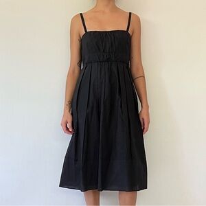 Believe Sleeveless Black Cotton Babydoll Midi Dress